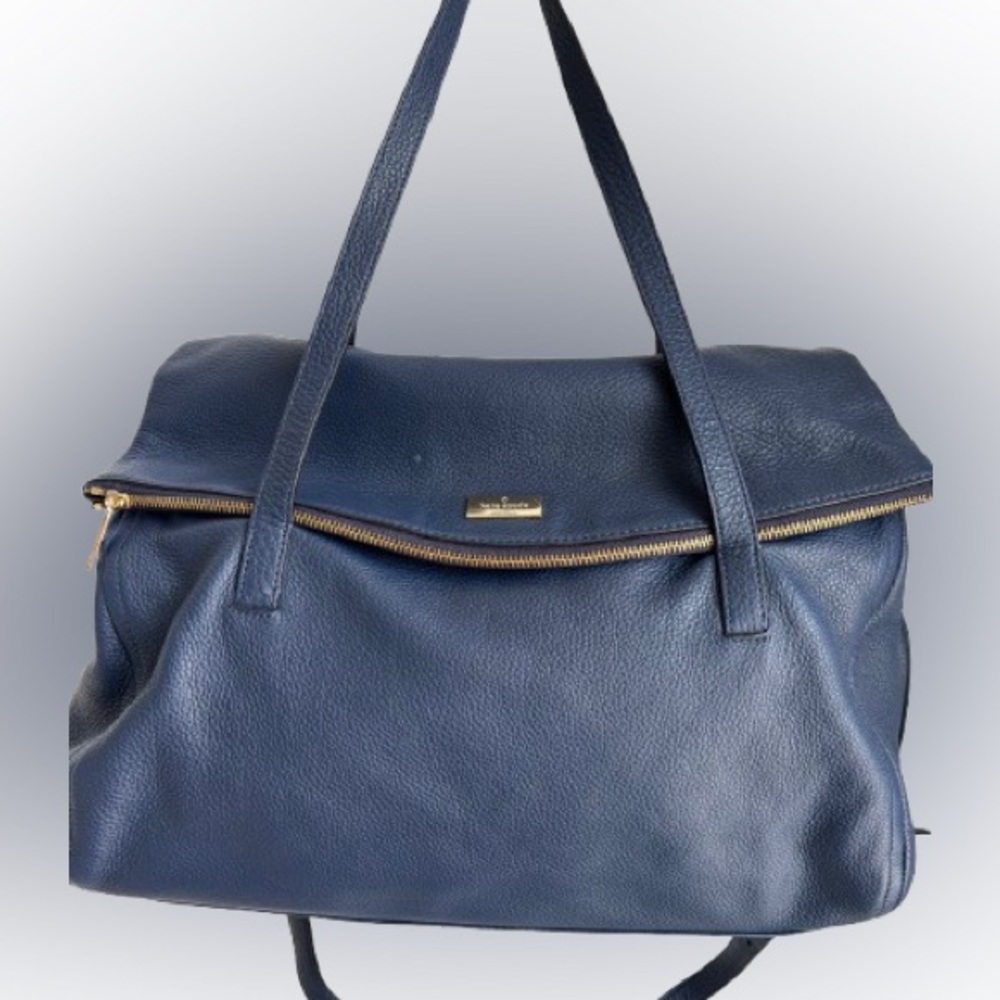 Kate Spade New York Highland Place Leslie leather satchel tote bag purse - Navy